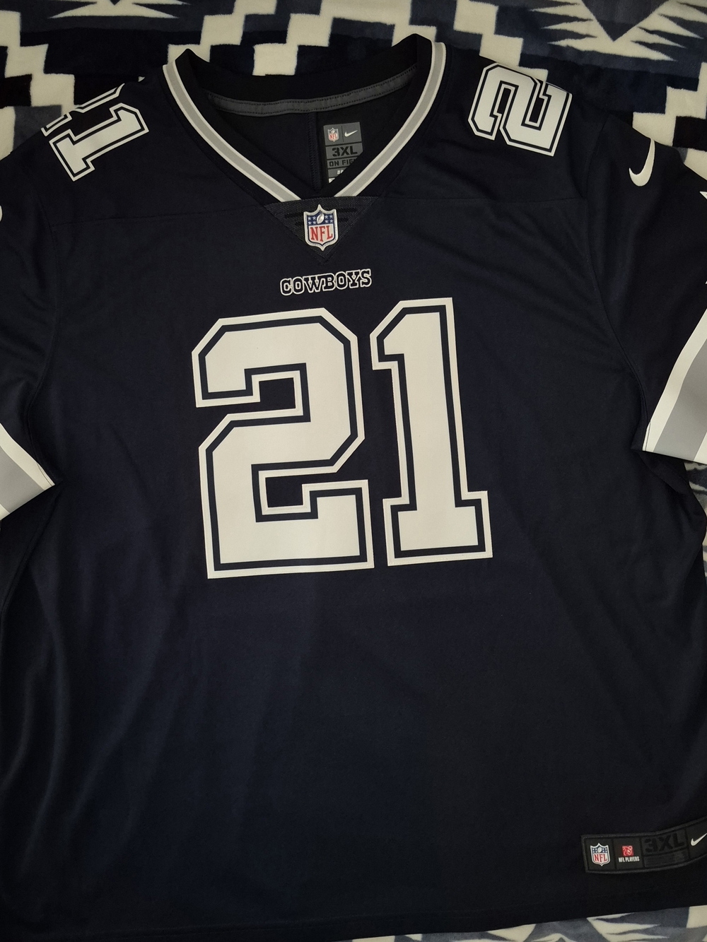 Nike Men’s 🏈 Dallas Cowboys #21 Elliot Navy White On Field Football Jersey 3XL